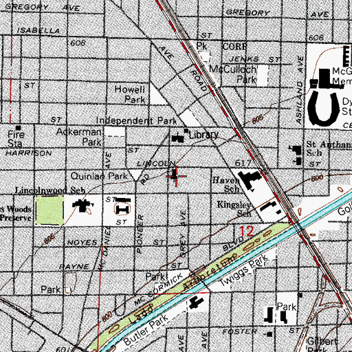 Topographic Map of Saint Matthew's Episcopal Church, IL