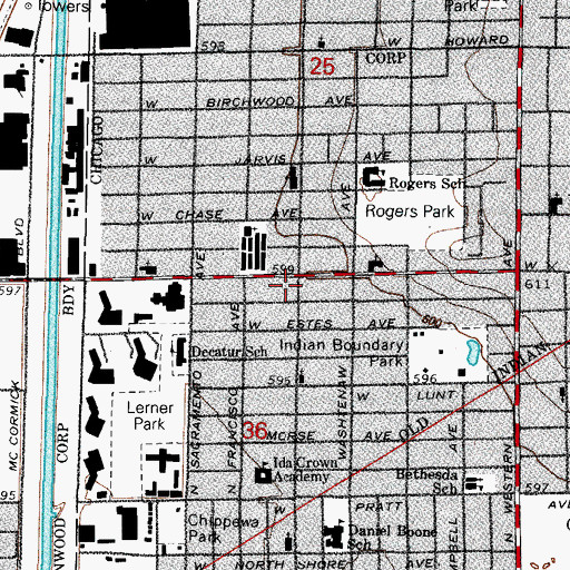 Topographic Map of Schekina Christian Center, IL