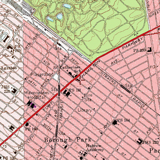 Topographic Map of Saint Catherine of Alexandria Church, NY