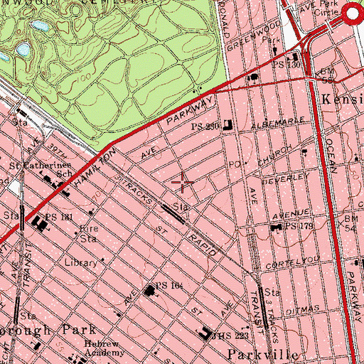 Topographic Map of Linath Hazedek of Boro Park, NY