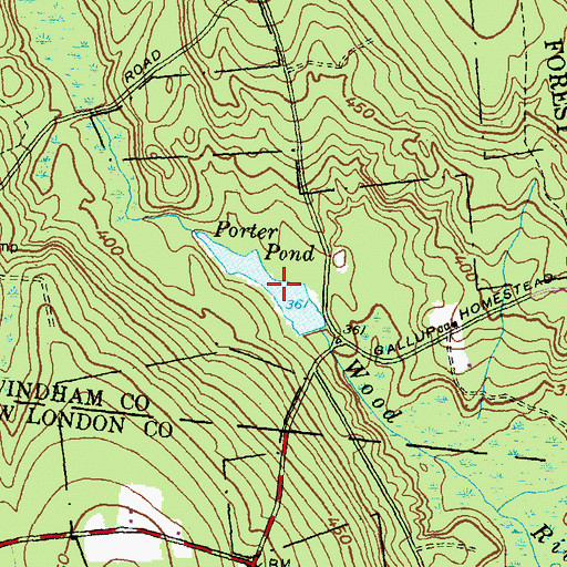 Topographic Map of Porter Pond, CT