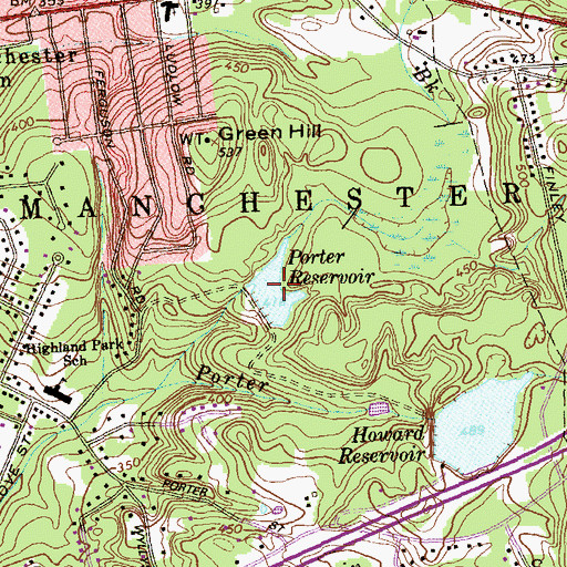 Topographic Map of Porter Reservoir, CT