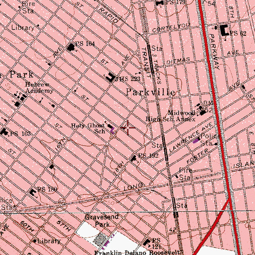 Topographic Map of Holy Ghost Catholic Church, NY