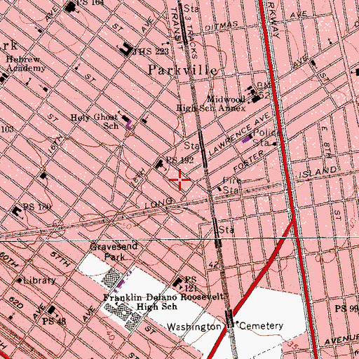 Topographic Map of Congregation Meohr of Yisroel, NY