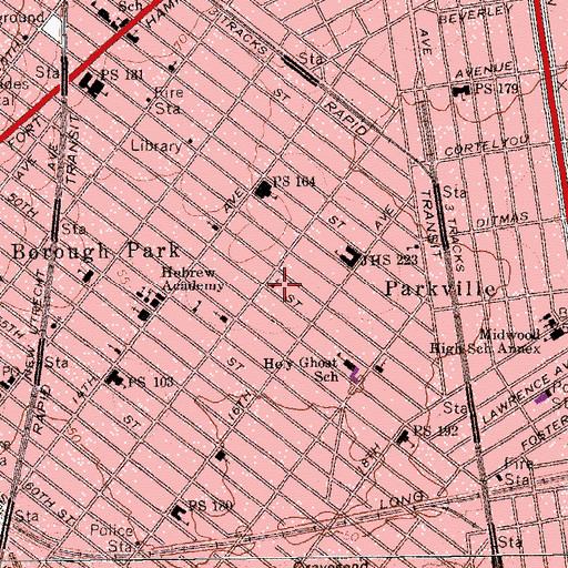 Topographic Map of Boro Park Synagogue, NY