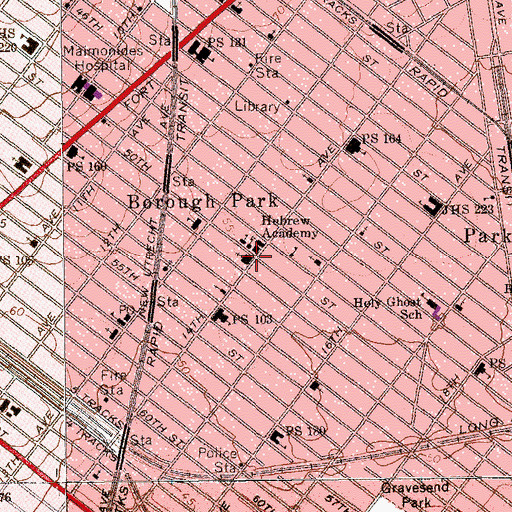 Topographic Map of Bnos Zion of Bobov Synagogue, NY