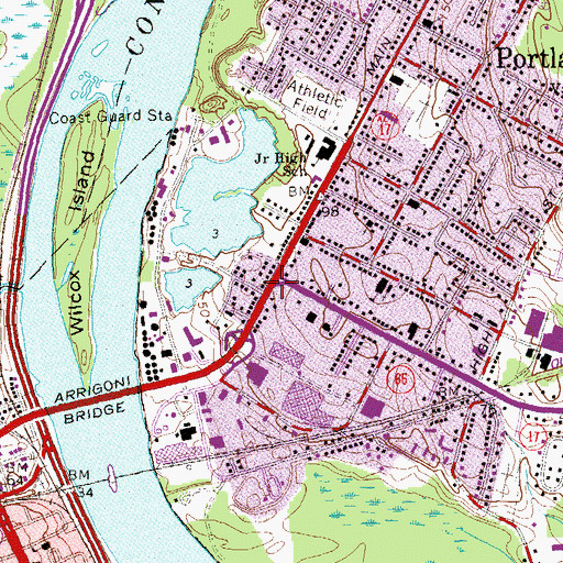 Topographic Map of Portland, CT