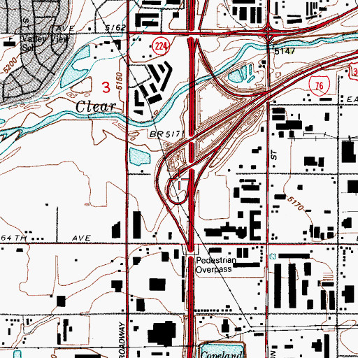 Topographic Map of Exit 216, CO