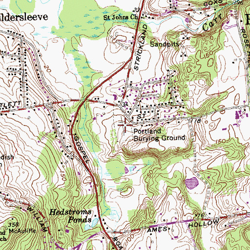 Topographic Map of Portland Burial Ground, CT