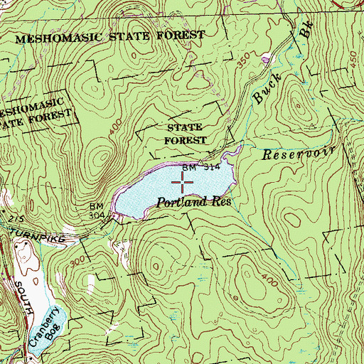 Topographic Map of Portland Reservoir, CT