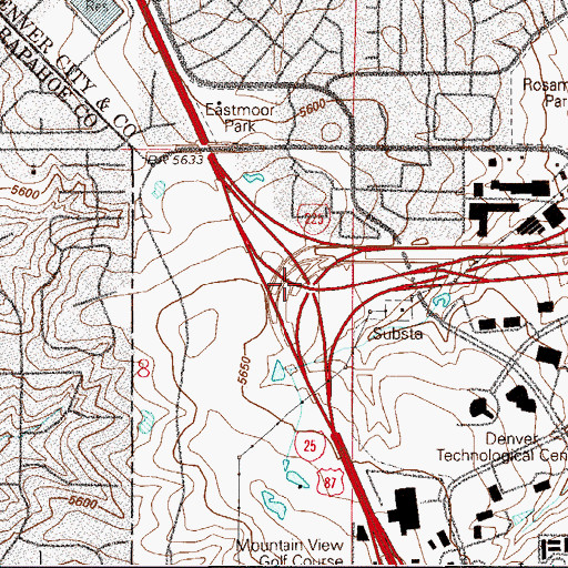 Topographic Map of Exit 200, CO