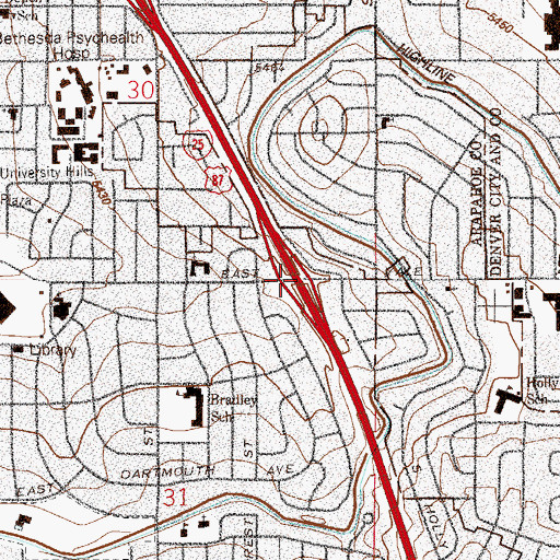 Topographic Map of Exit 202, CO