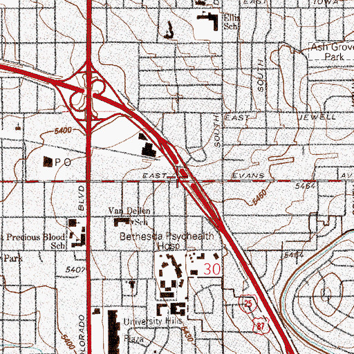 Topographic Map of Exit 203, CO