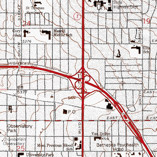 Topographic Map of Exit 204, CO