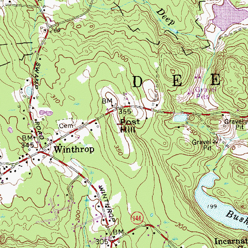 Topographic Map of Post Hill, CT