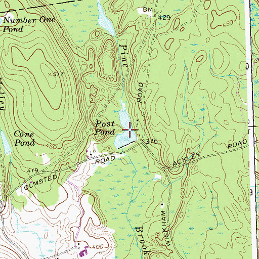 Topographic Map of Post Pond, CT