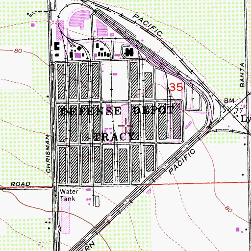 Topographic Map of Defense distribution Depot - Tracy Site, CA