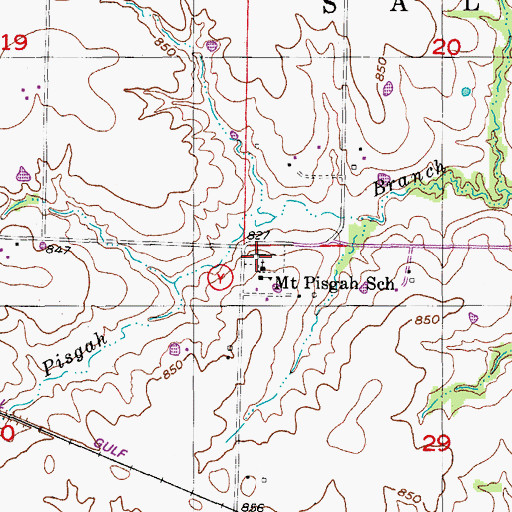 Topographic Map of Mount Pisgah Cemetery, MO