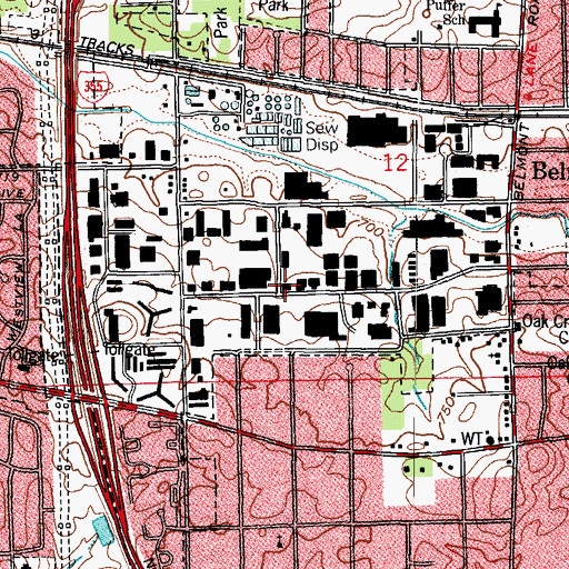 Topographic Map of Downers Grove Fire Department Station 1, IL