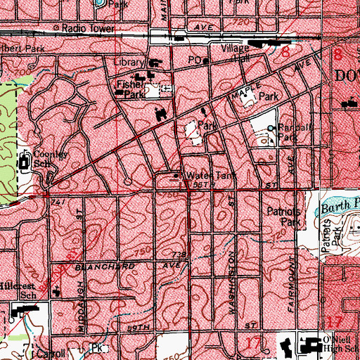 Topographic Map of Downers Grove Fire Department Station 2, IL