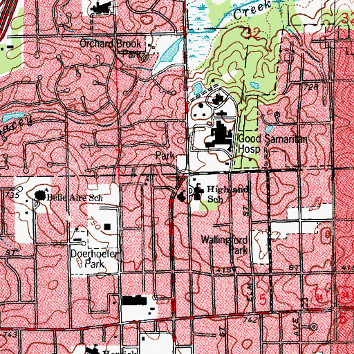 Topographic Map of Downers Grove Fire Department Station 3, IL