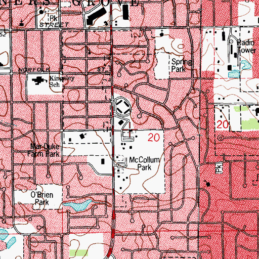 Topographic Map of Downers Grove Fire Department Station 5, IL