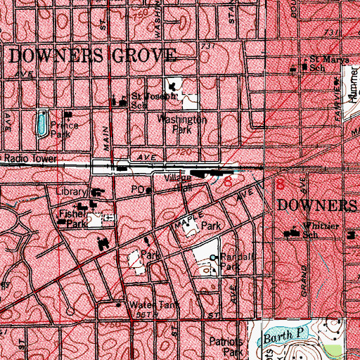 Topographic Map of Downers Grove Police Department, IL