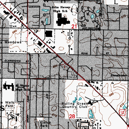 Topographic Map of Jesurun Presbyterian Church, IL