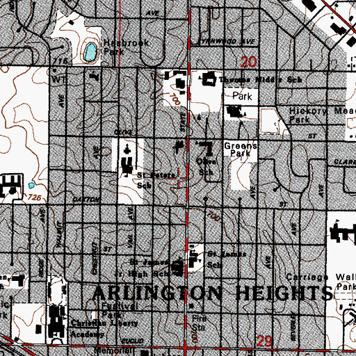 Topographic Map of Arlington Heights Fire Department - Station 2, IL