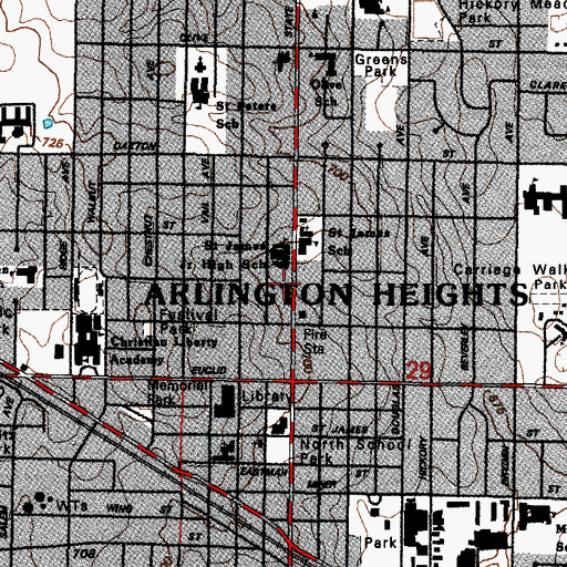 Topographic Map of Vineyard Congregation, IL