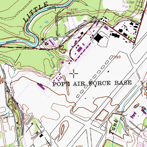 Topographic Map of Pope Air Force Base, NC