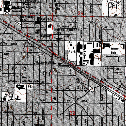 Topographic Map of Arlington Heights Fire Department - Station 1, IL