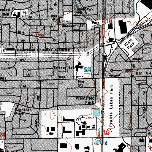 Topographic Map of Des Plaines Fire Department - Station 63, IL