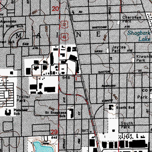 Topographic Map of Des Plaines Fire Department - Station 62, IL