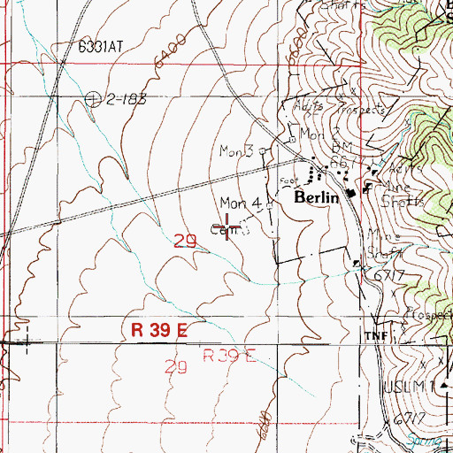 Topographic Map of Berlin Cemetery, NV