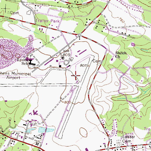 Topographic Map of Navy Pre-Flight School Athens (historical), GA