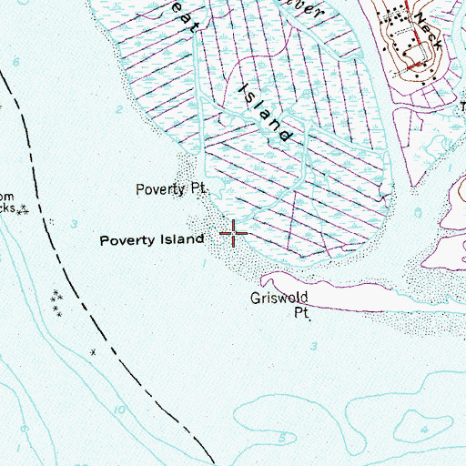 Topographic Map of Poverty Island, CT