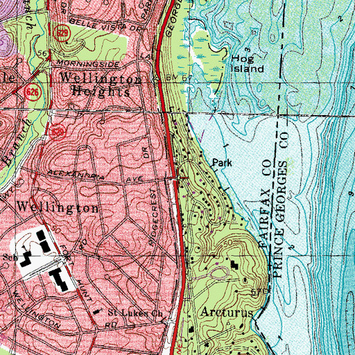 Topographic Map of Alexandria Avenue Bridge, VA