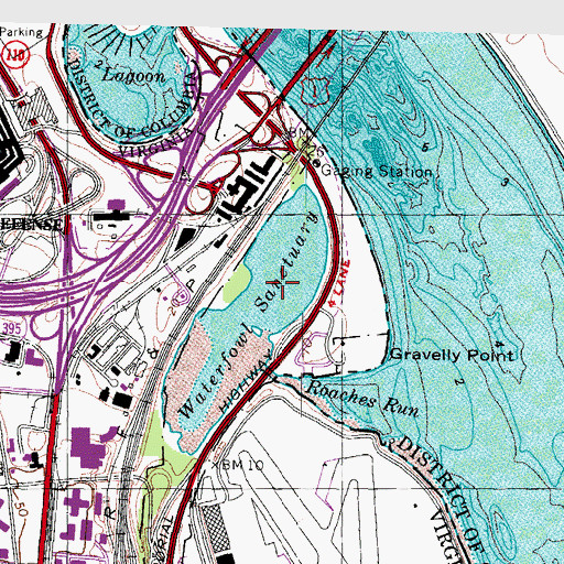 Topographic Map of Roaches Run Waterfowl Sanctuary, VA
