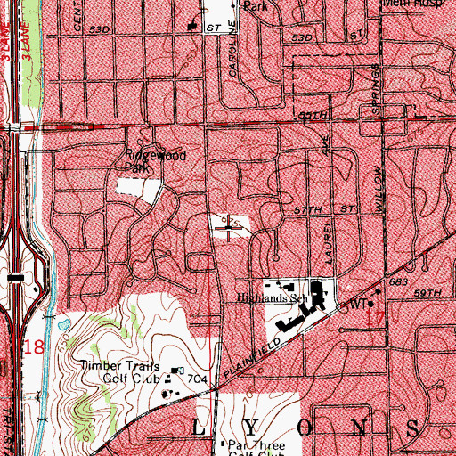 Topographic Map of Lagrange Christian Assembly Church, IL