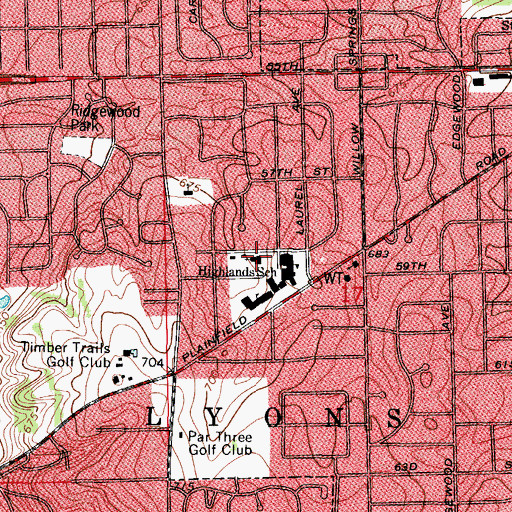 Topographic Map of Highlands Presbyterian Church, IL