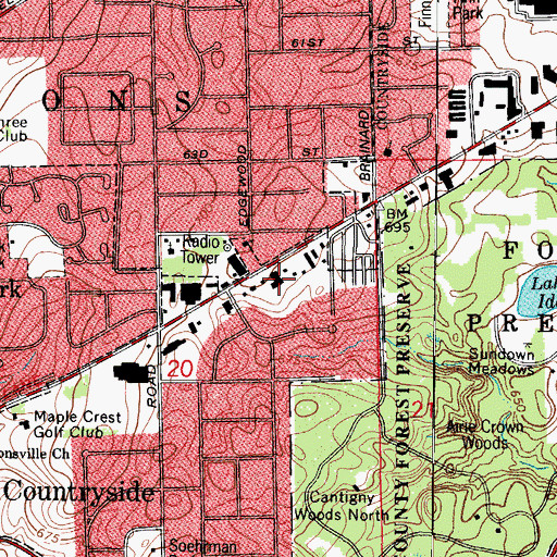 Topographic Map of Hope Lutheran Church, IL