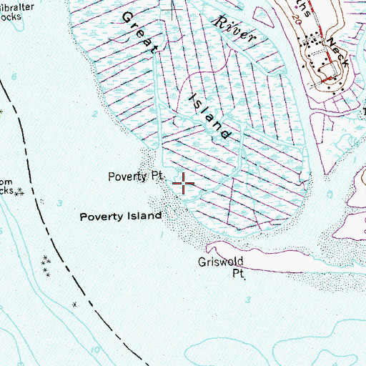 Topographic Map of Poverty Point, CT
