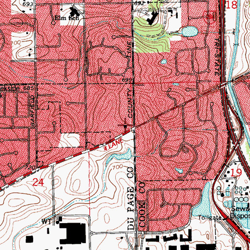 Topographic Map of Burr Ridge United Church of Christ, IL