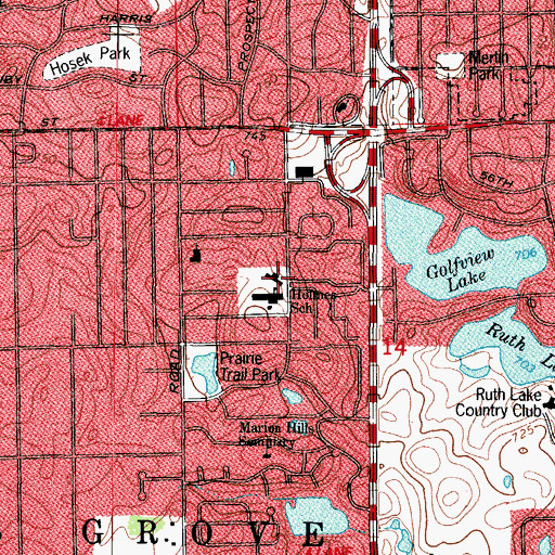 Topographic Map of Christian Church of Clarendon Hills, IL
