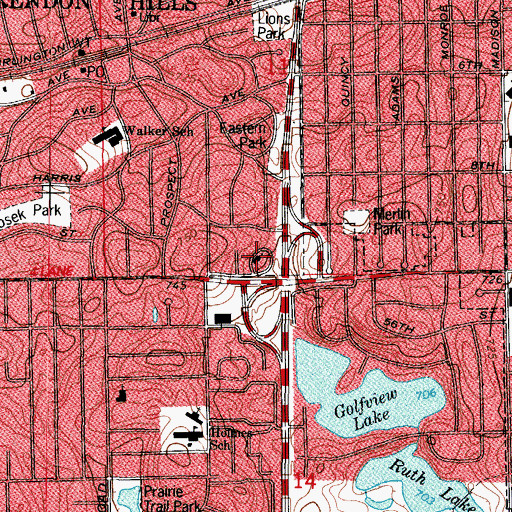 Topographic Map of Christ Lutheran Church, IL