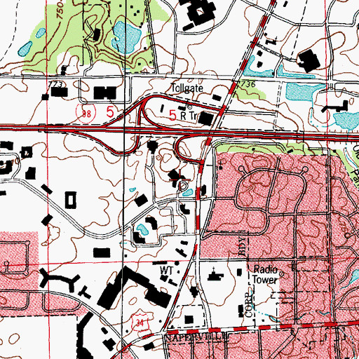 Topographic Map of Naperville Corporate Park, IL