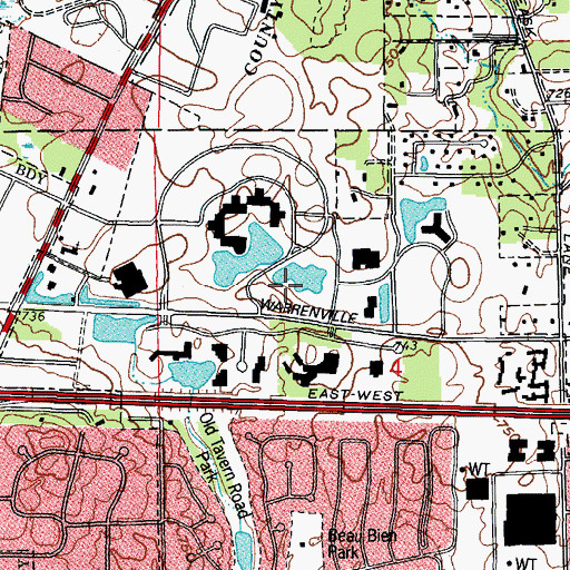 Topographic Map of Corporate Lakes Business Park, IL