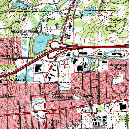 Topographic Map of Aboretum Lakes Business Park, IL