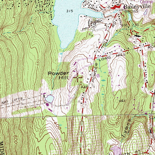 Topographic Map of Powder Hill, CT